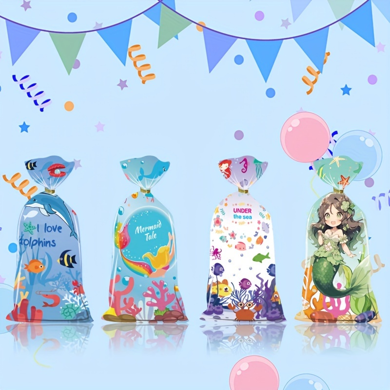 Mermaid Dolphin Themed Plastic Party Favor Bags Ocean Temu