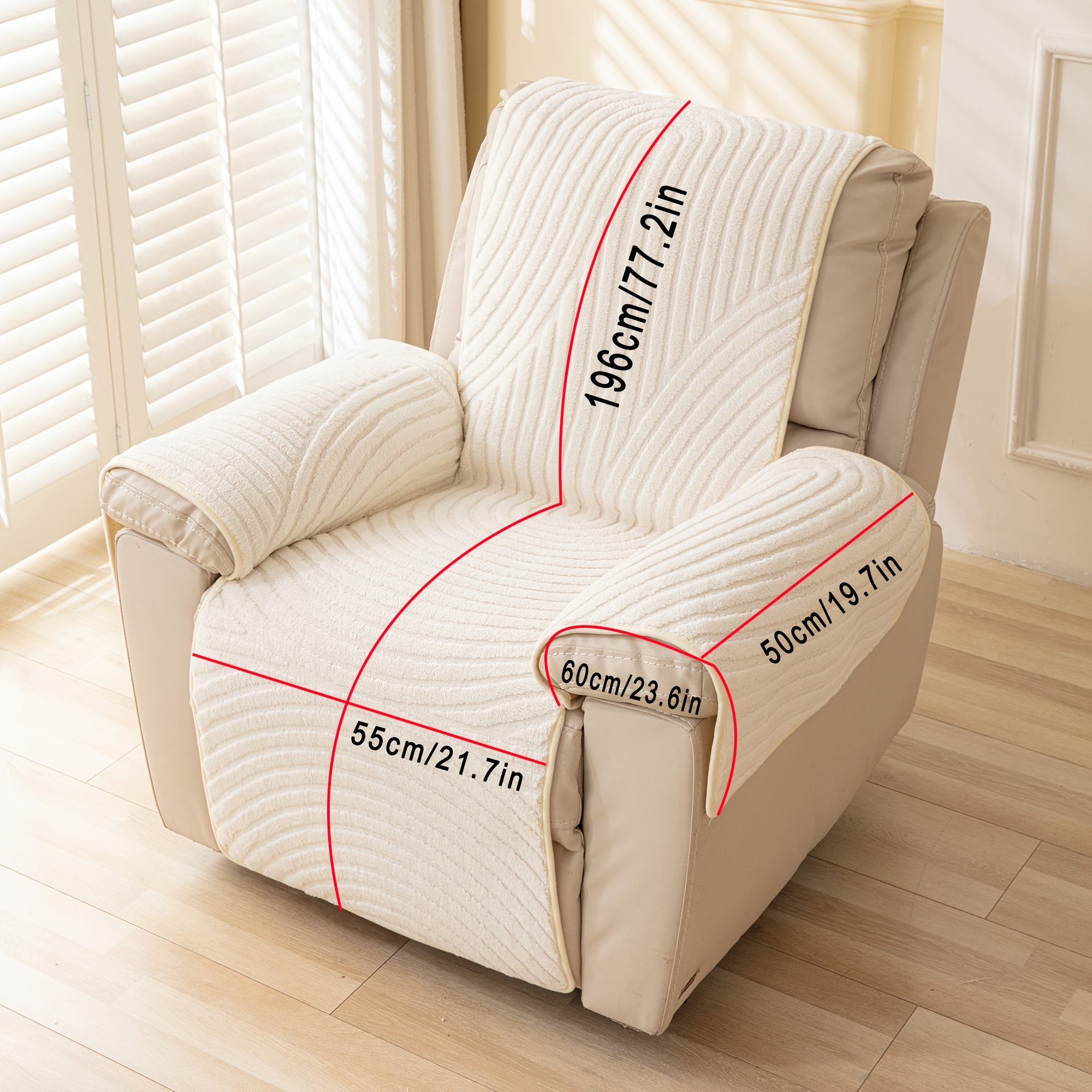 TEMU 1 Housse de canapé en velours antidérapant - Protecteur de coussin simple avec tissu élastique, adapté aux animaux de compagnie ; Antidérapant