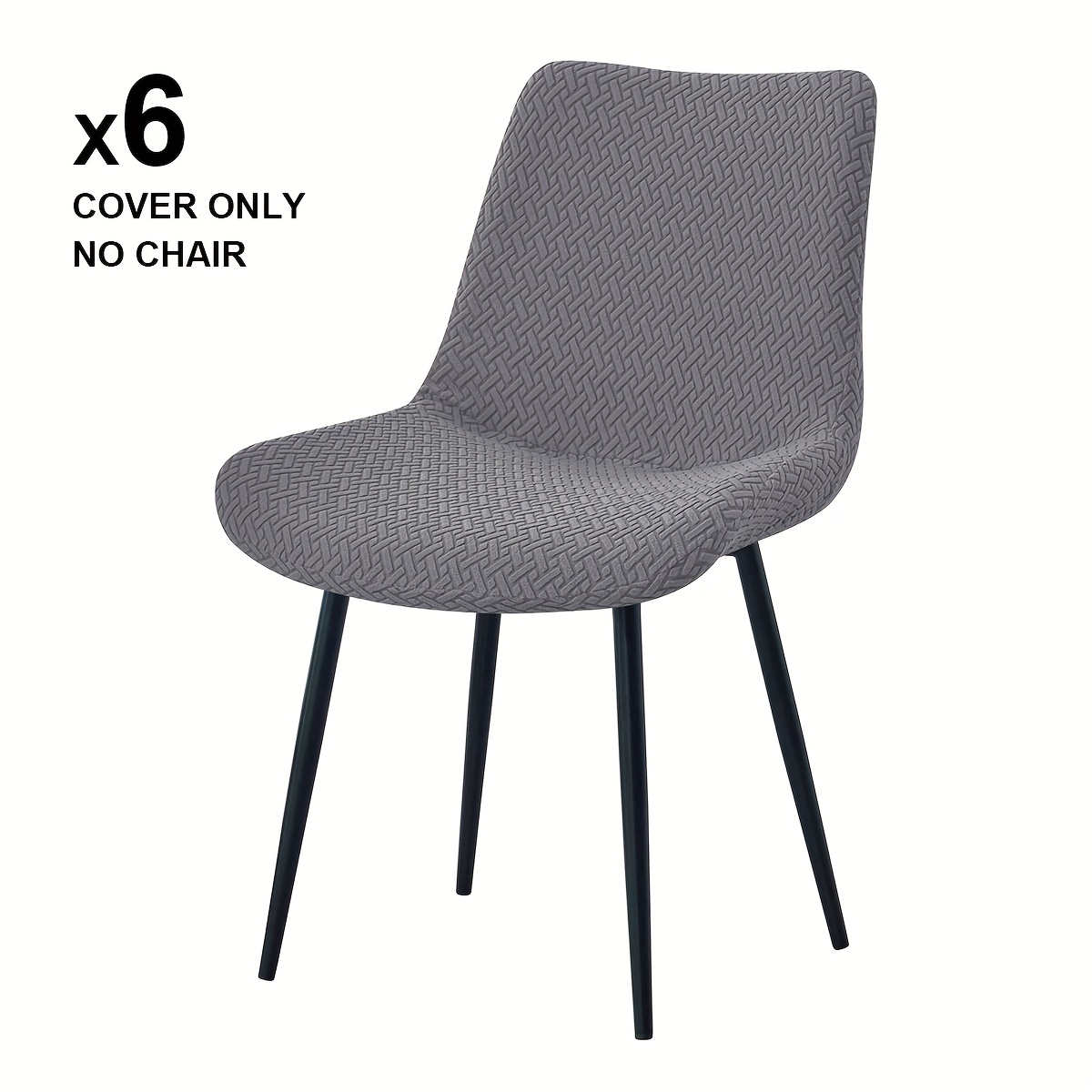 TEMU 4/6pcs Of Elastic T-shaped Jacquard Chair Covers For Home And Hotel, Designed For Curved Back Dining Chairs