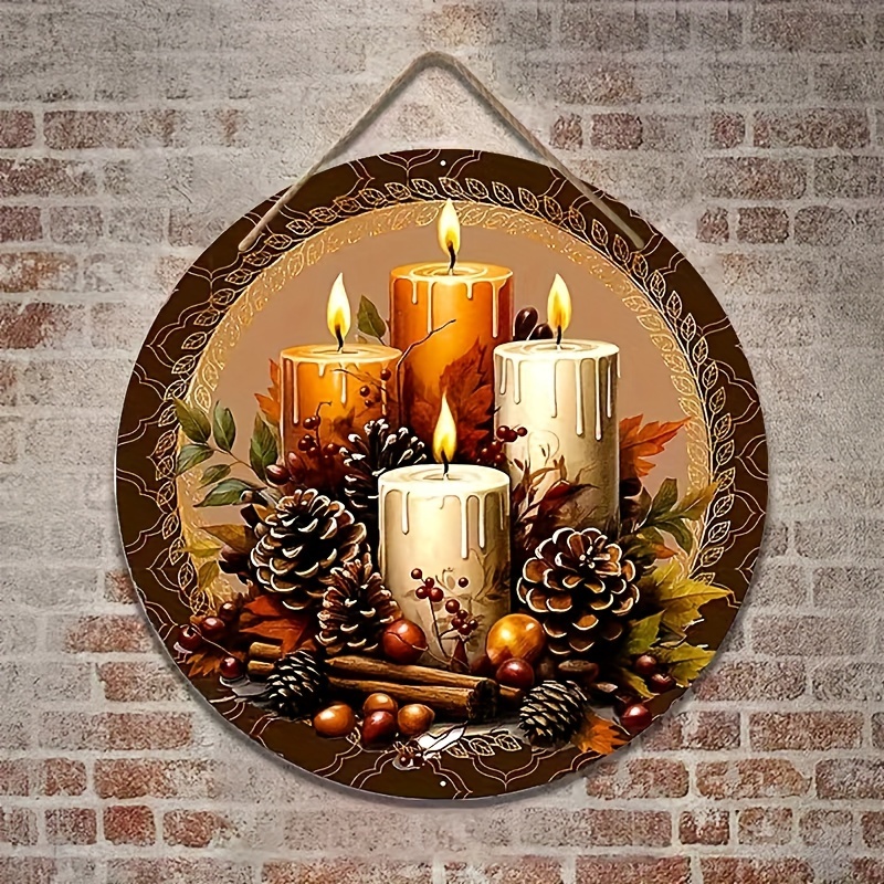 

Vintage-inspired Acrylic Candle & Pine Cone Sign - Autumn, Christmas & Porch Decor