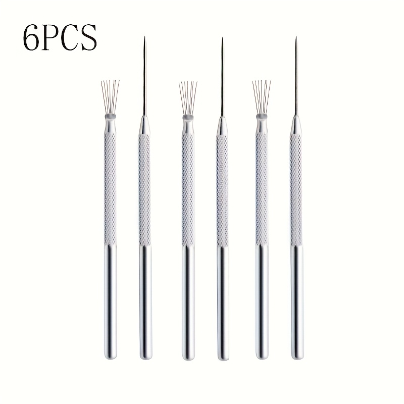TEMU Kit de 6 piezas para hacer con indentaciones y otros detalles, agujas, herramientas de arcilla cerámica para modelado para uso artístico