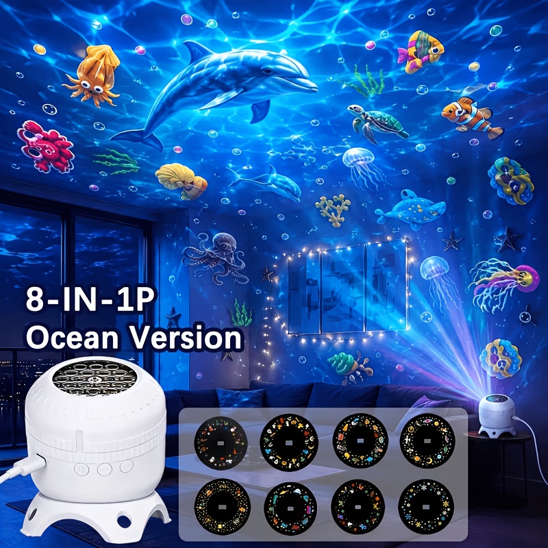 TEMU 1pc Starry Sky Projection Night Light Features 360° Rotating Projection And Selectable Patterns, Including And Space Themes. Used As A Sleep