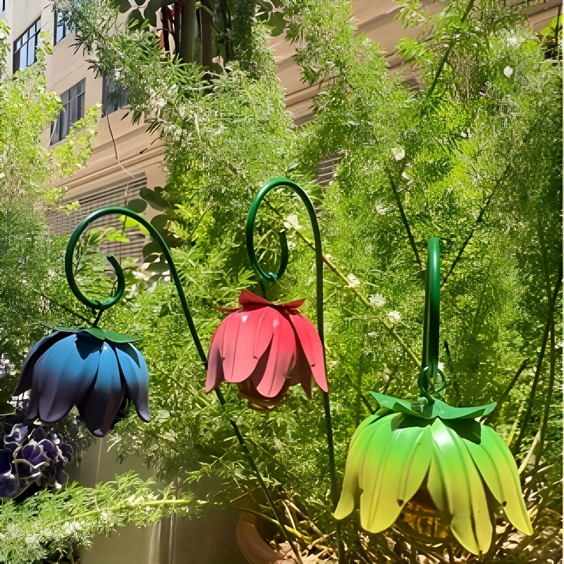 E-shop [3D] 3-teiliges Set - Schmiedeeiserne 3D-stereoskopische bunte Glocken-Gartenstäbe Bionische Blumen - Outdoor/Indoor langlebiger