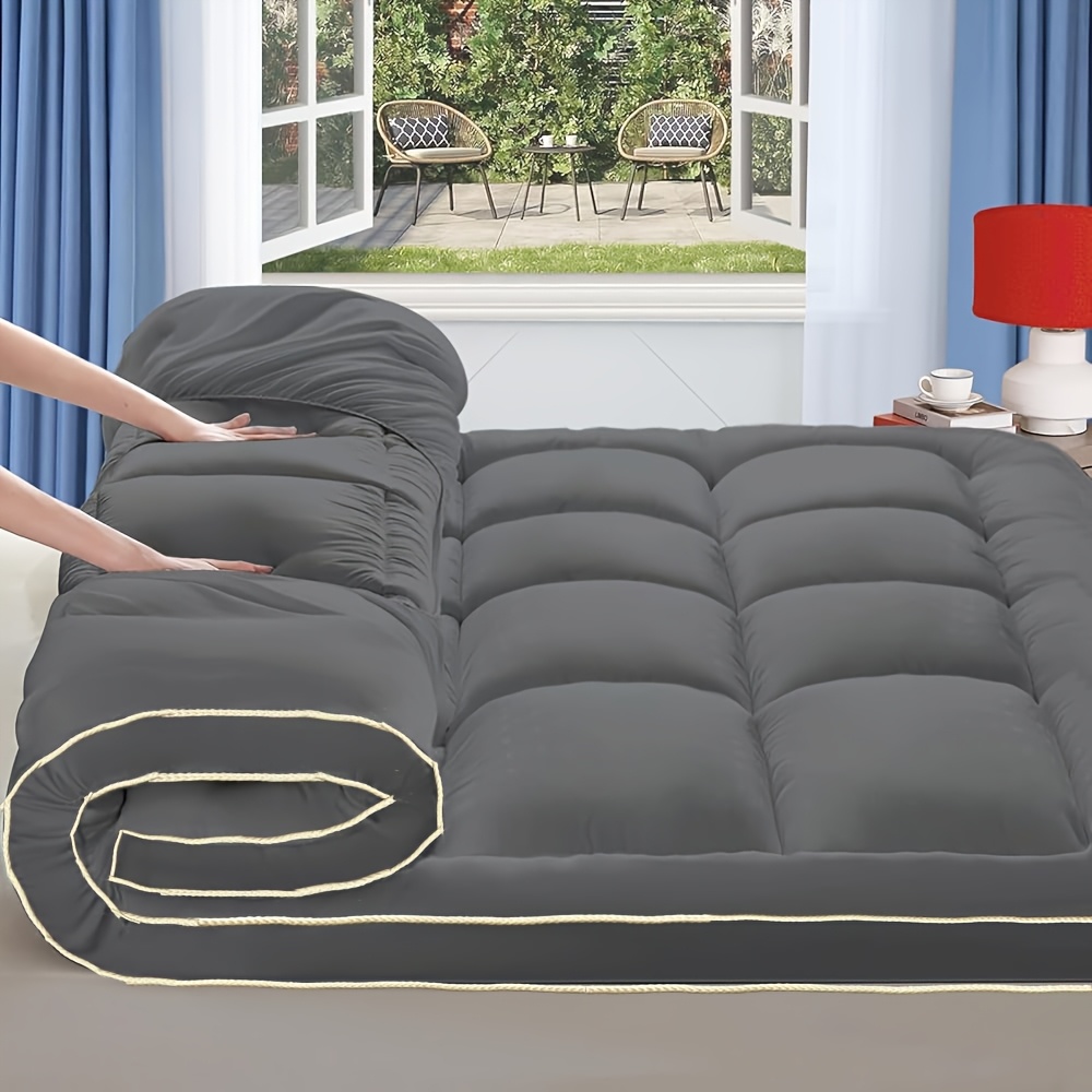 TEMU 1pc , Extra Thick Mattress, 900 Gsm Fill, Soft And Comfortable Queen Mattress, 8-21' Deep , Cool Mattress Protector, Gray