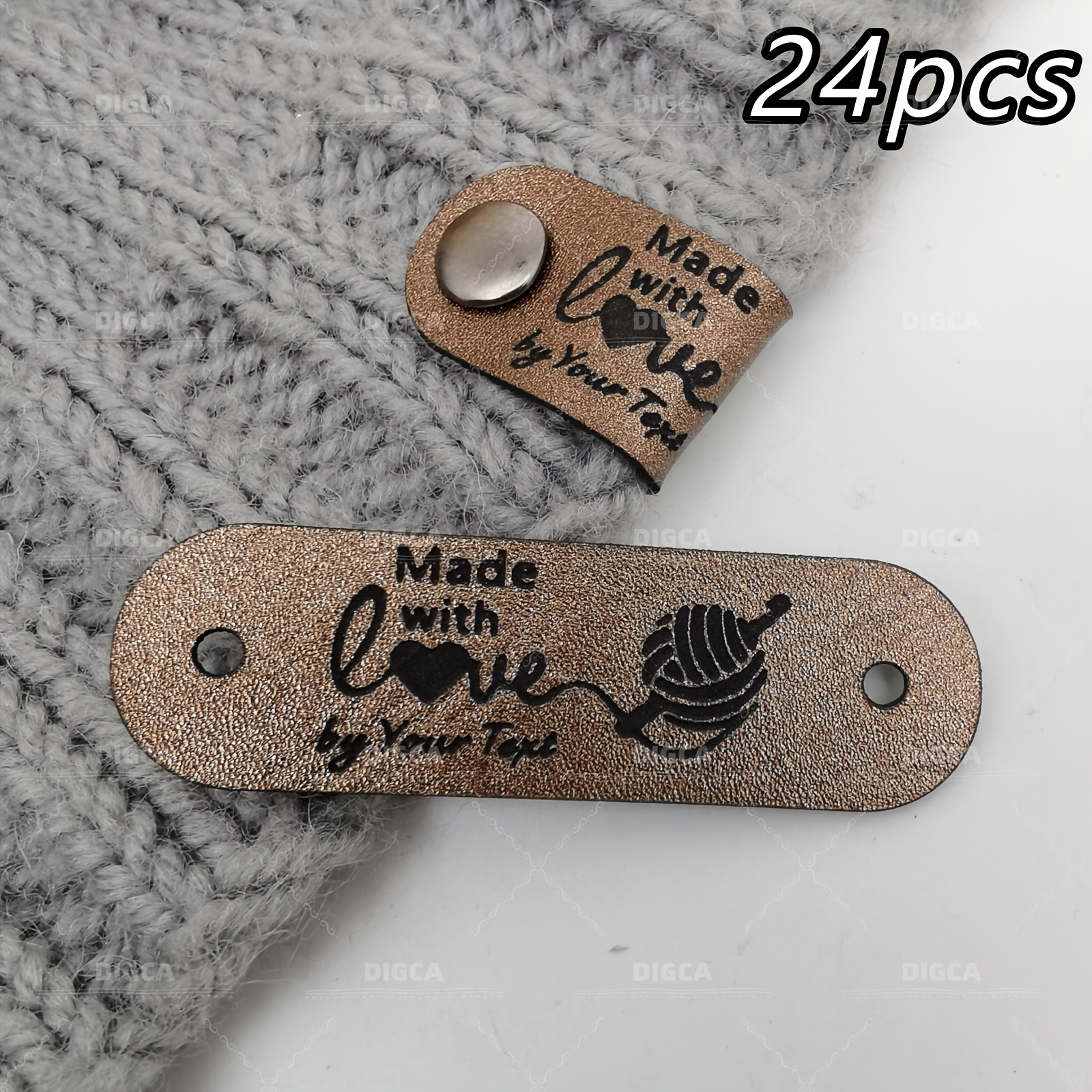 TEMU Custom 24pcs Faux Leather Labels, Includes 24 Sets Of Rivets