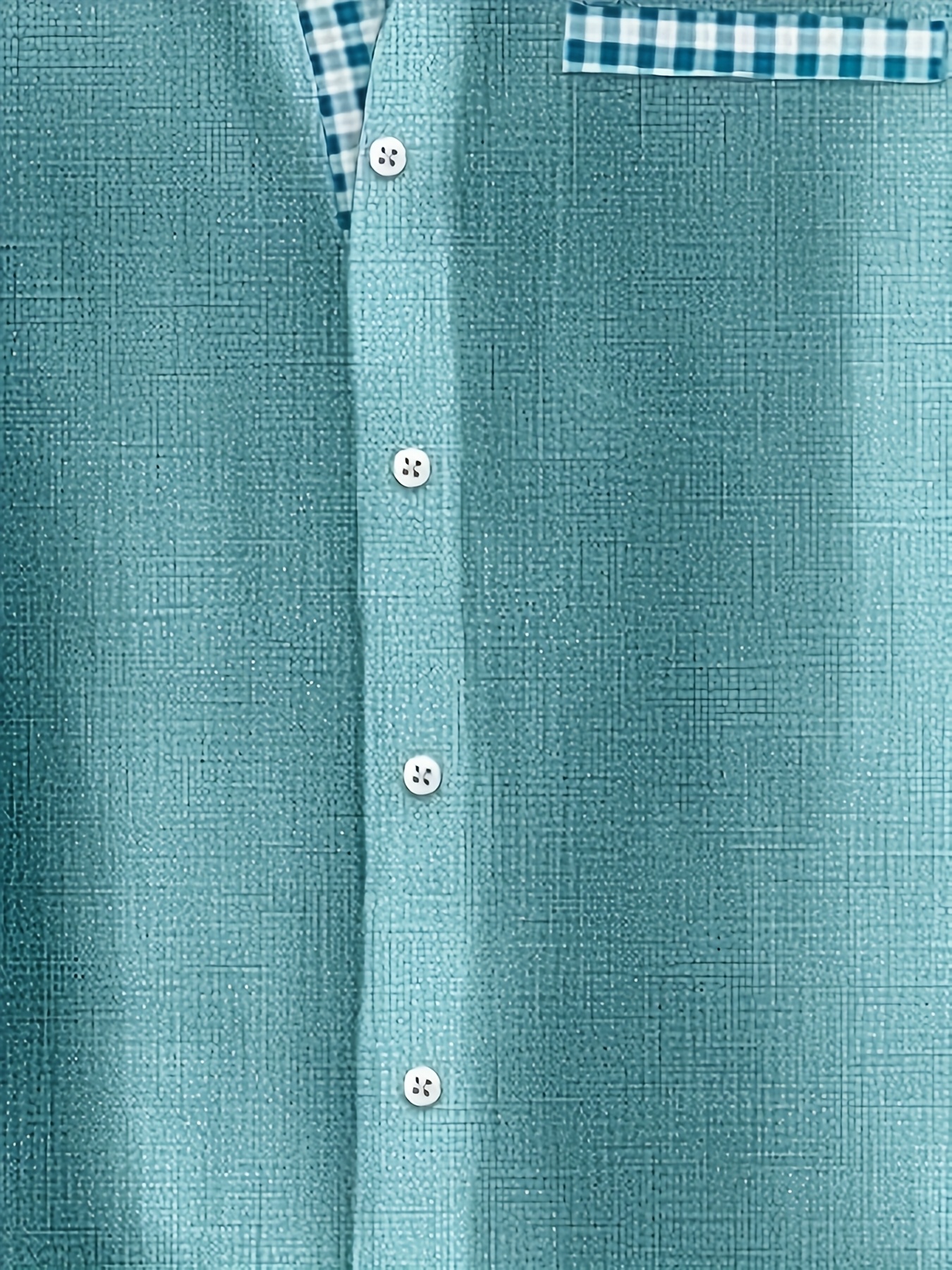 Men's Casual Short Sleeve Shirt with Plaid Print & Tropical Palm Tree Graphic - Breathable Button-Up Shirt with Pockets, Machine Washable Summer Shirt for Beach & Casual Outings, PLUS SIZE