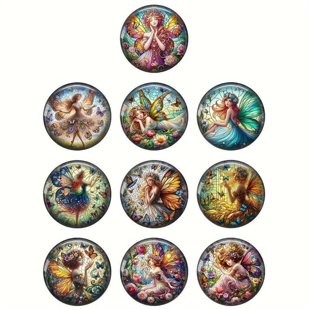 

Painting Flower Fairy 120mm/25mm Round Photo Glass Cabochon Demo Flat Back Making Findings