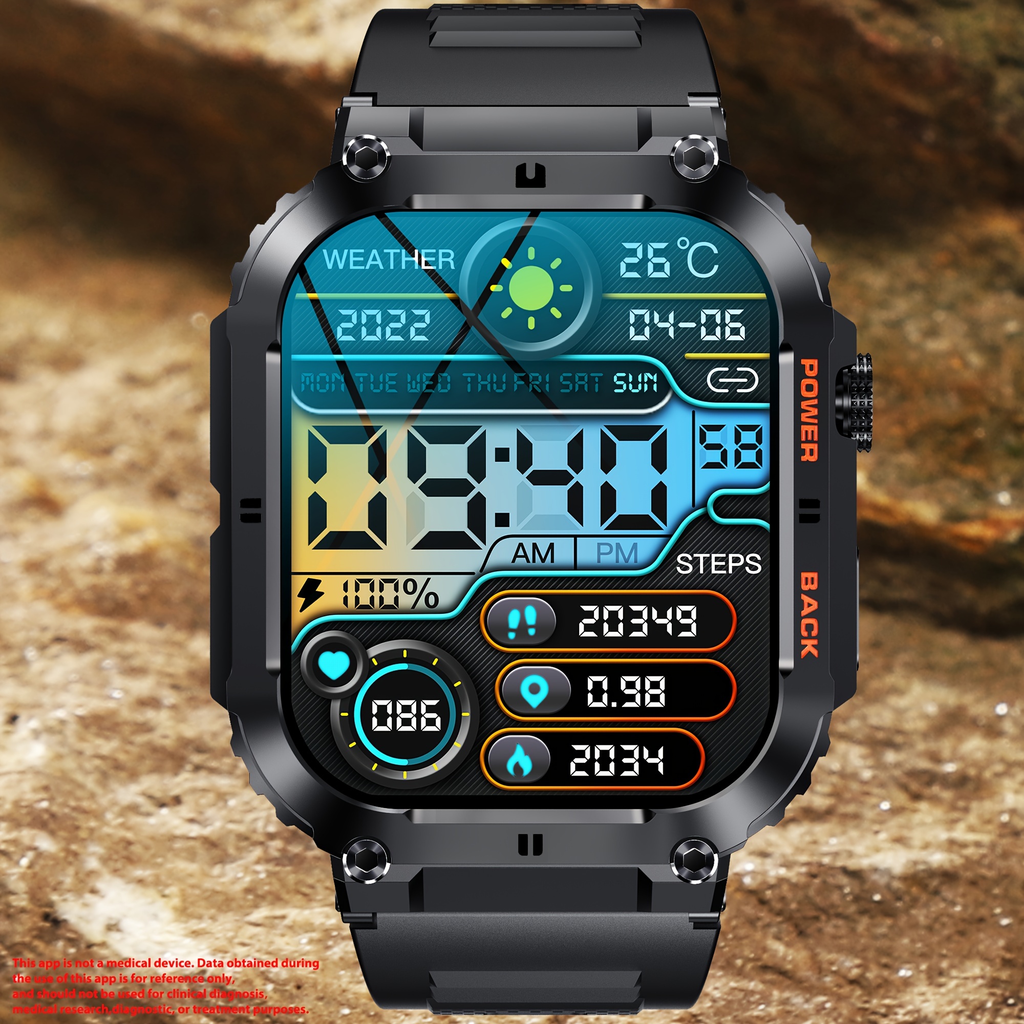 2023 New Rugged Military Smart Watch Men for Android iOS Wireless Call Smartwatch Fitness Watches IP67 Waterproof 1,96 Smart, Christmas Gifts