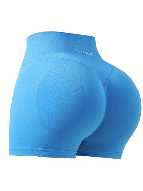 spliced waist embroidered shorts peach solid color breathable three quarter shorts fitness lifting shorts