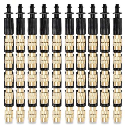 20-Pack Adjustable Brass Misting Nozzles - Micro Sprinkler Heads For Drip Irrigation, Garden Cooling, Greenhouse Watering