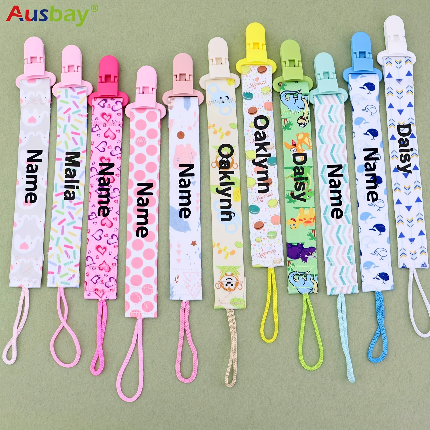 1 4pcs customized baby pacifier holder clip for boys girls personalized cute pattern universal holder soother clips halloween christening thanksgiving christmas gift details 0