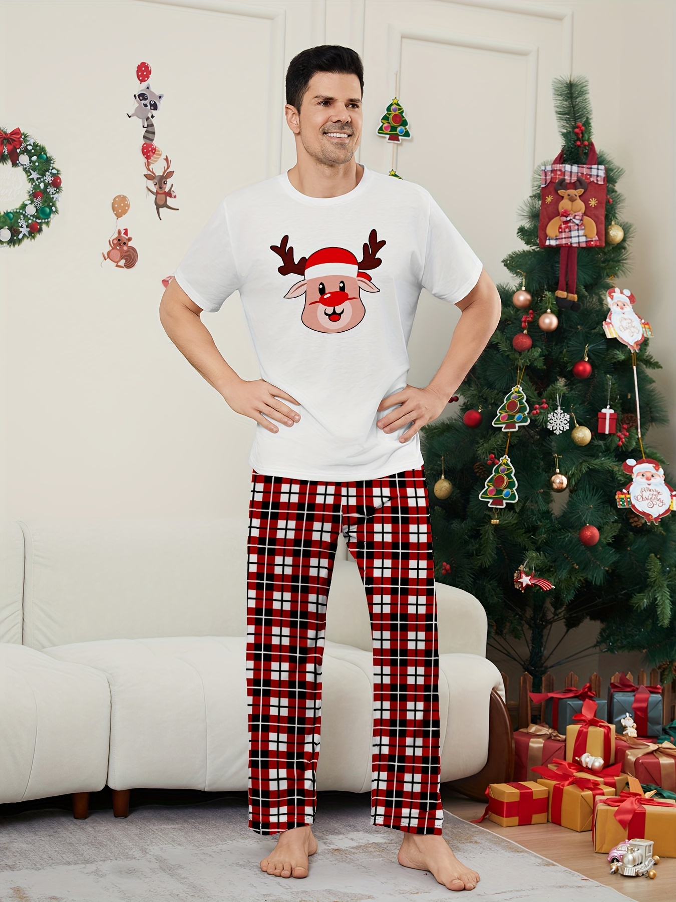 conjunto pijama hombre reno navideño pantalones Temu Colombia