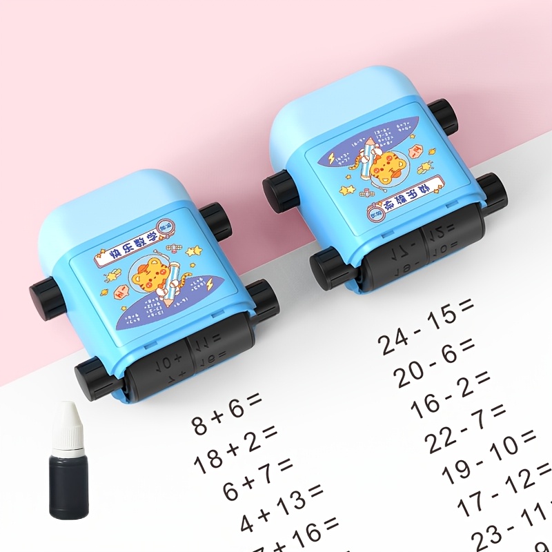 

2-in-1 Math Roll Stamps: Add, , , - 1- Numbers, Kids' Random Practice, Abs Resin, Refillable Ink