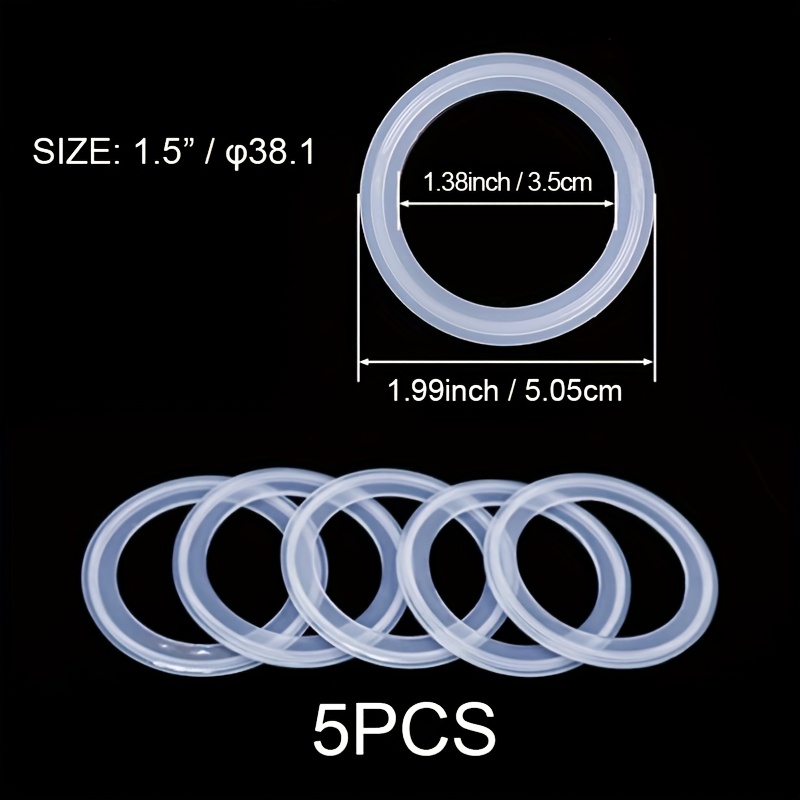 TEMU 5pcs Sanitary Grade White Silicone Quick-connect O-ring Additions, Pipe Outer Diameters 25.4mm 31.8mm 38.1mm 45mm 50.8mm 57mm 63mm 76mm 89mm