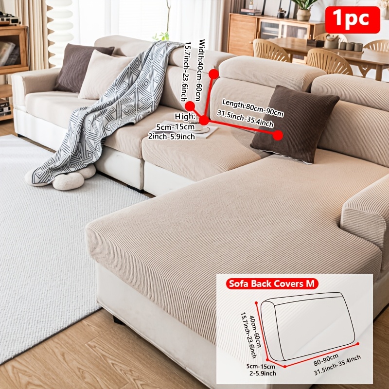 TEMU 1pc Straight Striped Solid Color Sofa Hat, Wear-resistant And Non Slip All Year Round, Pet Friendly Sofa Cushion Cover, Machine Washable Elastic