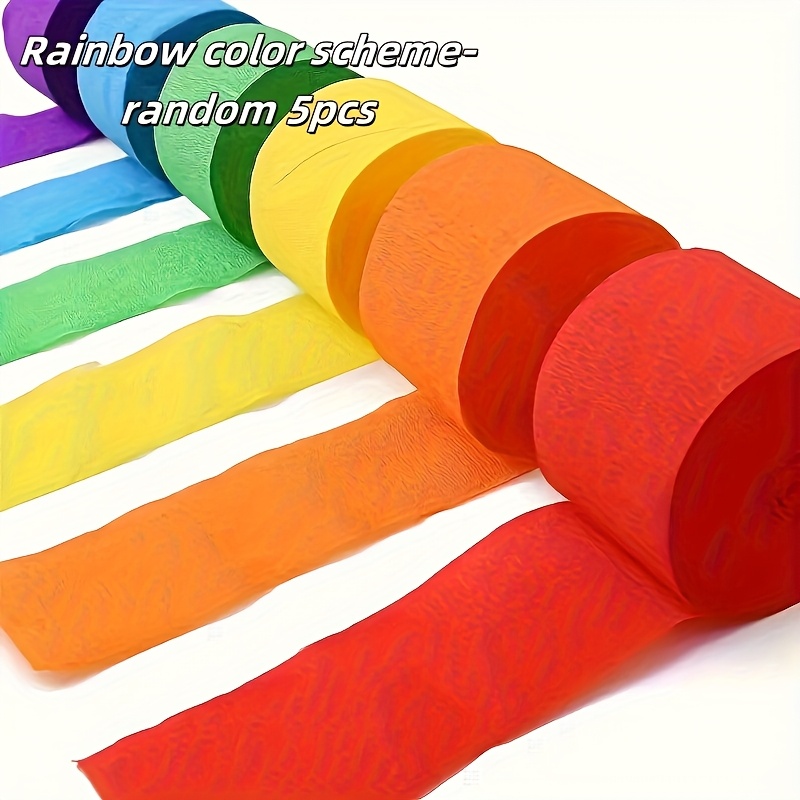Image of 5/10pcs Random Colorful Crepe Streamers, Each 10m, , For Rainbow Party, Holiday Decorations, Birthday, Wedding, Christmas, Halloween, Thanksgiving, Easter And New Year
