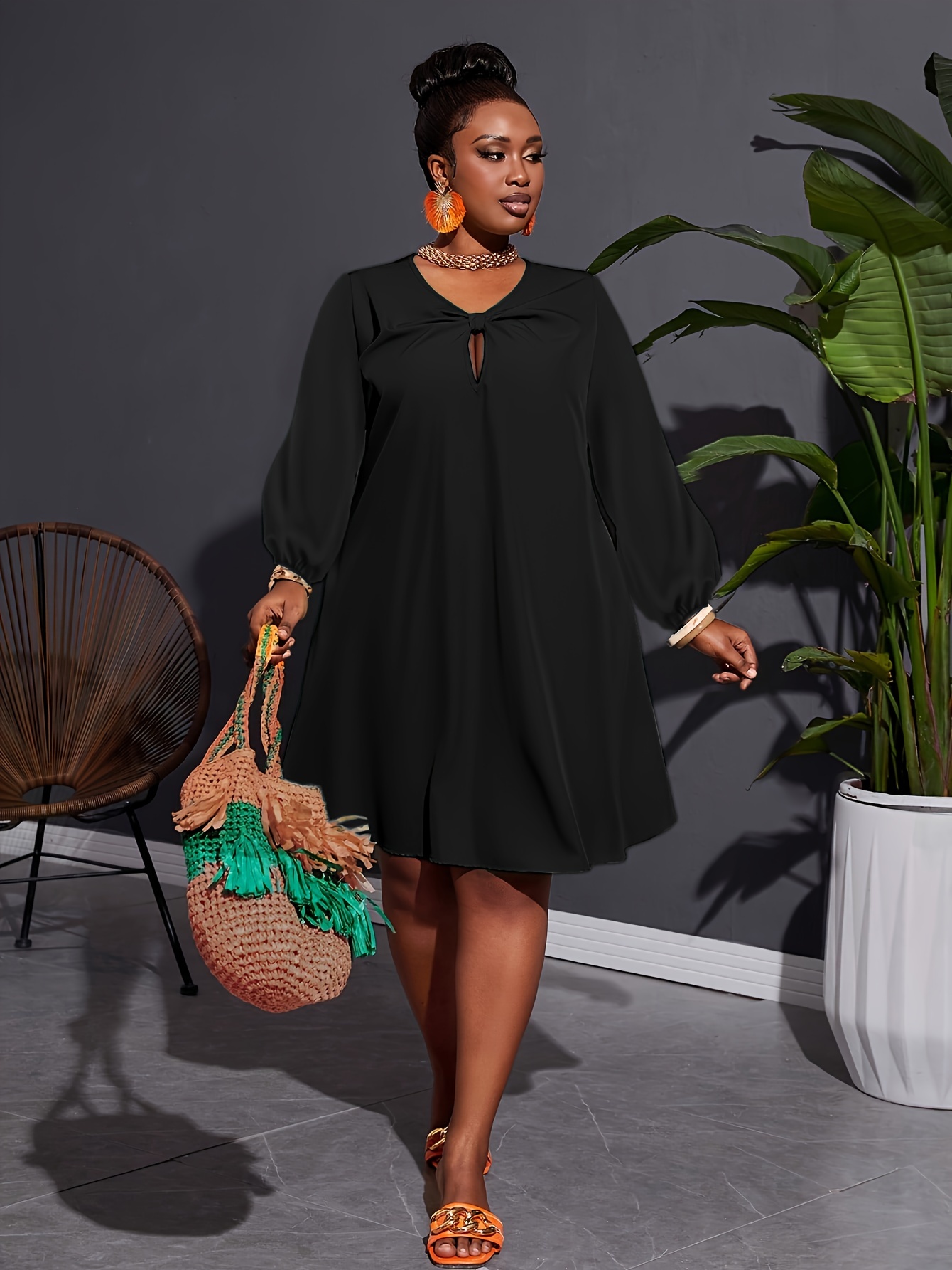 plus size plus size plus size womens elegant black dress Temu