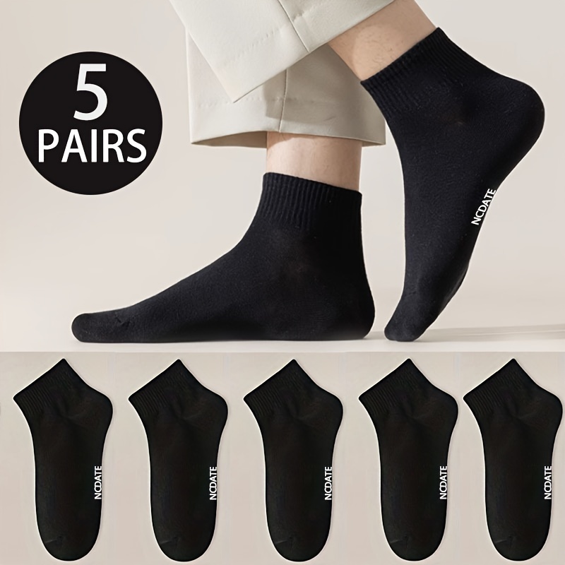 TEMU 5 Pairs Of Solid Color Short Socks, Suitable For , Unisex, Easy And Stylish, Elastic And Versatile