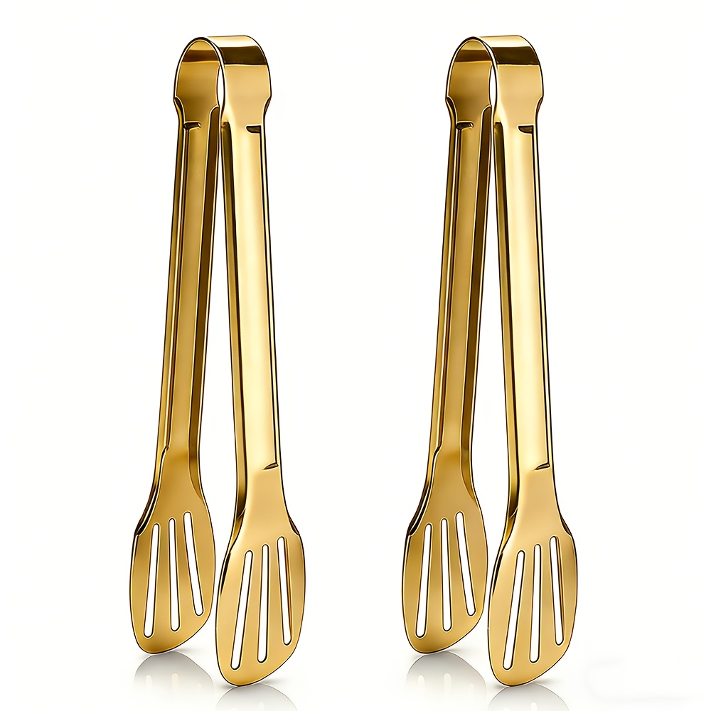 TEMU 2pcs Set, Stainless Steel Buffet Tongs, Multi-functional Barbecue Tongs, Bread Tongs, Ice Tongs, Barbecue Tongs, Suitable For Salads, Barbecues,