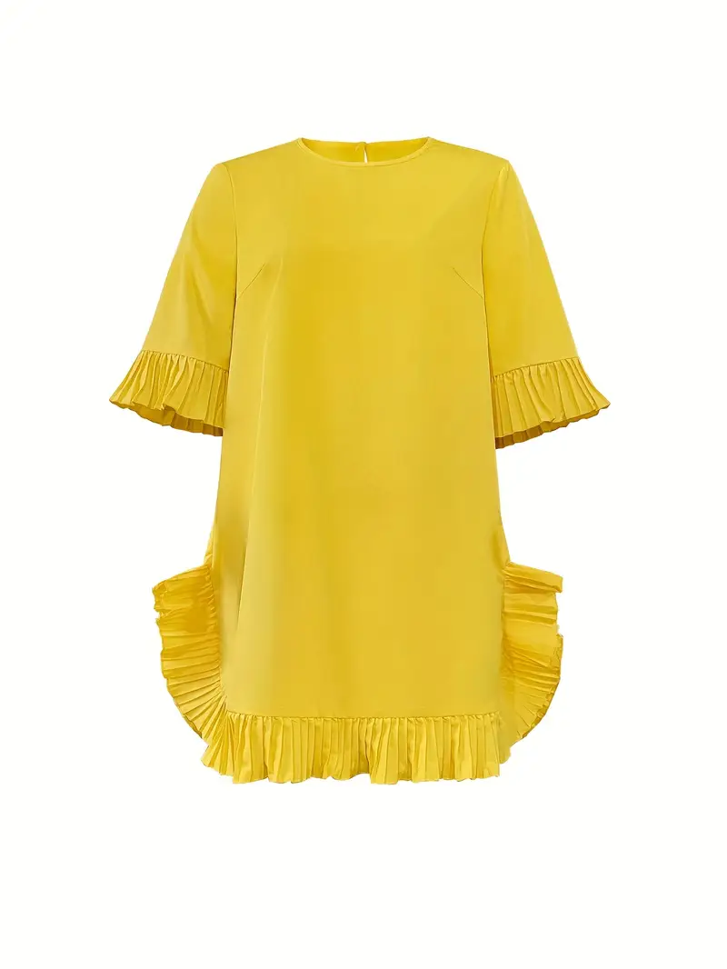 womens elegant half sleeve pleated short dress vibrant - Temu Ghana womens elegant half sleeve pleated short dress vibrant - Temu Ghana