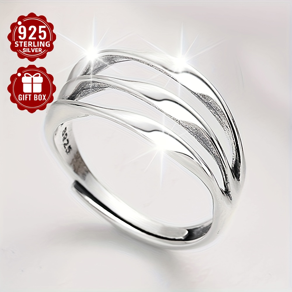 

Bague En Argent Sterling 925, Design Multicouche, Adapté Aux Hommes Et Aux Femmes, Aux Tenues Quotidiennes, Bijoux Réglables De Haute Qualité, 1 Pièce