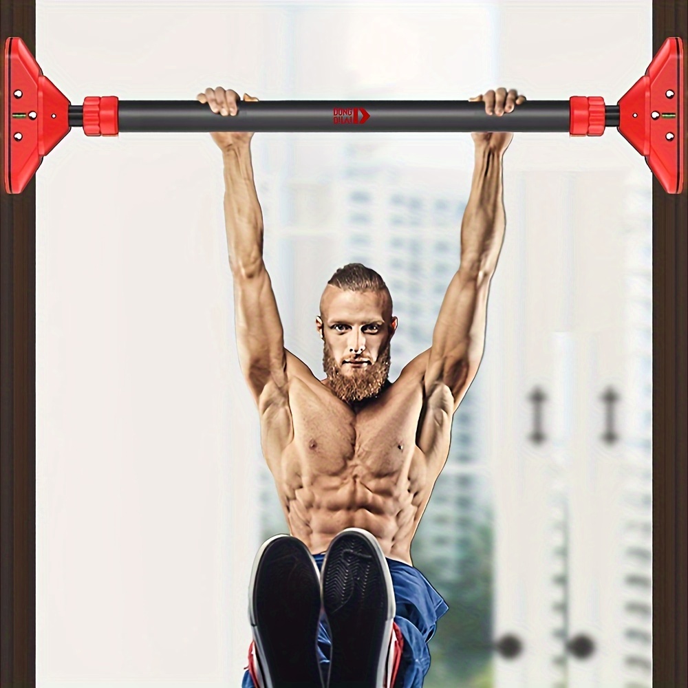 *-Mounted No-Drill Home Gym Equipment for Upper Training, Durable  Iron Construction with Red Grips, Space-Saving Design for Indoor Fitness  - Main Image