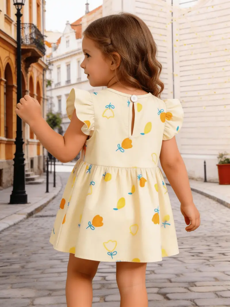 girls summer yellow floral print dress hem petal - Temu girls summer yellow floral print dress hem petal - Temu