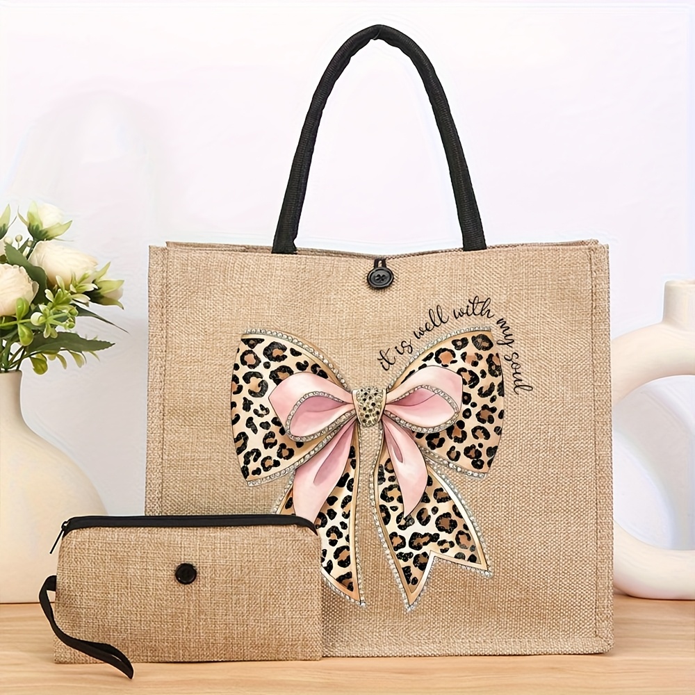 E-shop Dieses zweiteilige Set zeichnet sich durch ein leichtes Leopardenmuster aus und umfasst eine Mini-Tasche, eine süße Umhängetasche, eine leichte