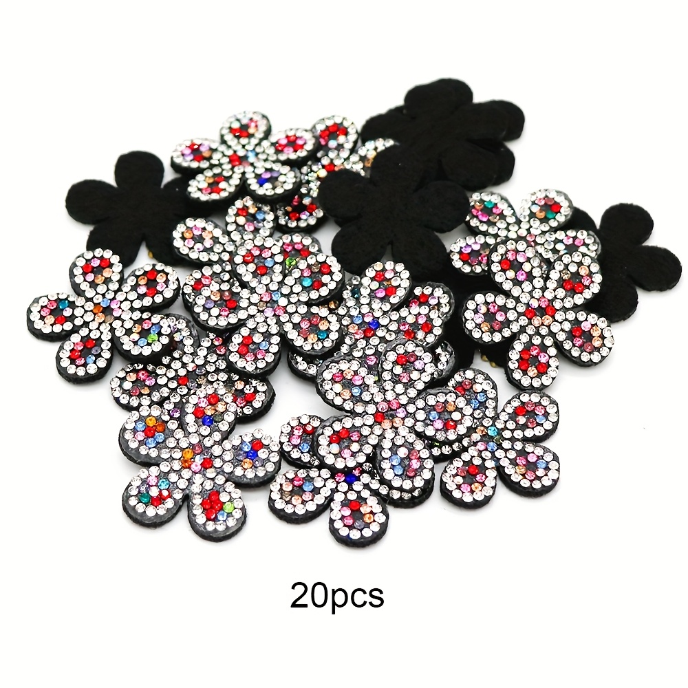 Image of 20pcs/pack Colorful Rhinestone Flower Patches Clothes Patches Hats Shoes Headdress Hair Clip Decorative Patches