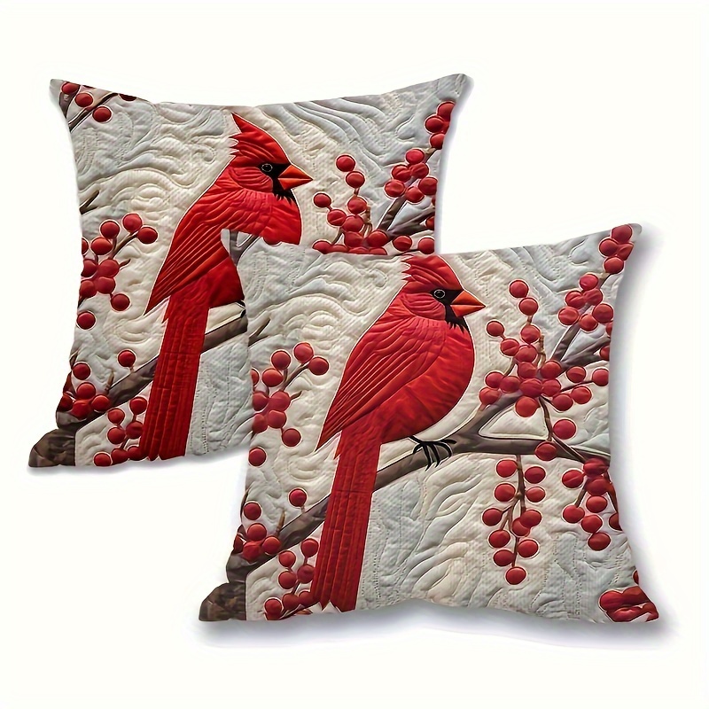 

2-pack Contemporary Christmas Throw Pillow Covers, 18x18 Inches, Polyester Woven Cushion Cases With Red , Snowman, And , Zippered, Hand Wash Only, For Sofa And Bedroom Decor