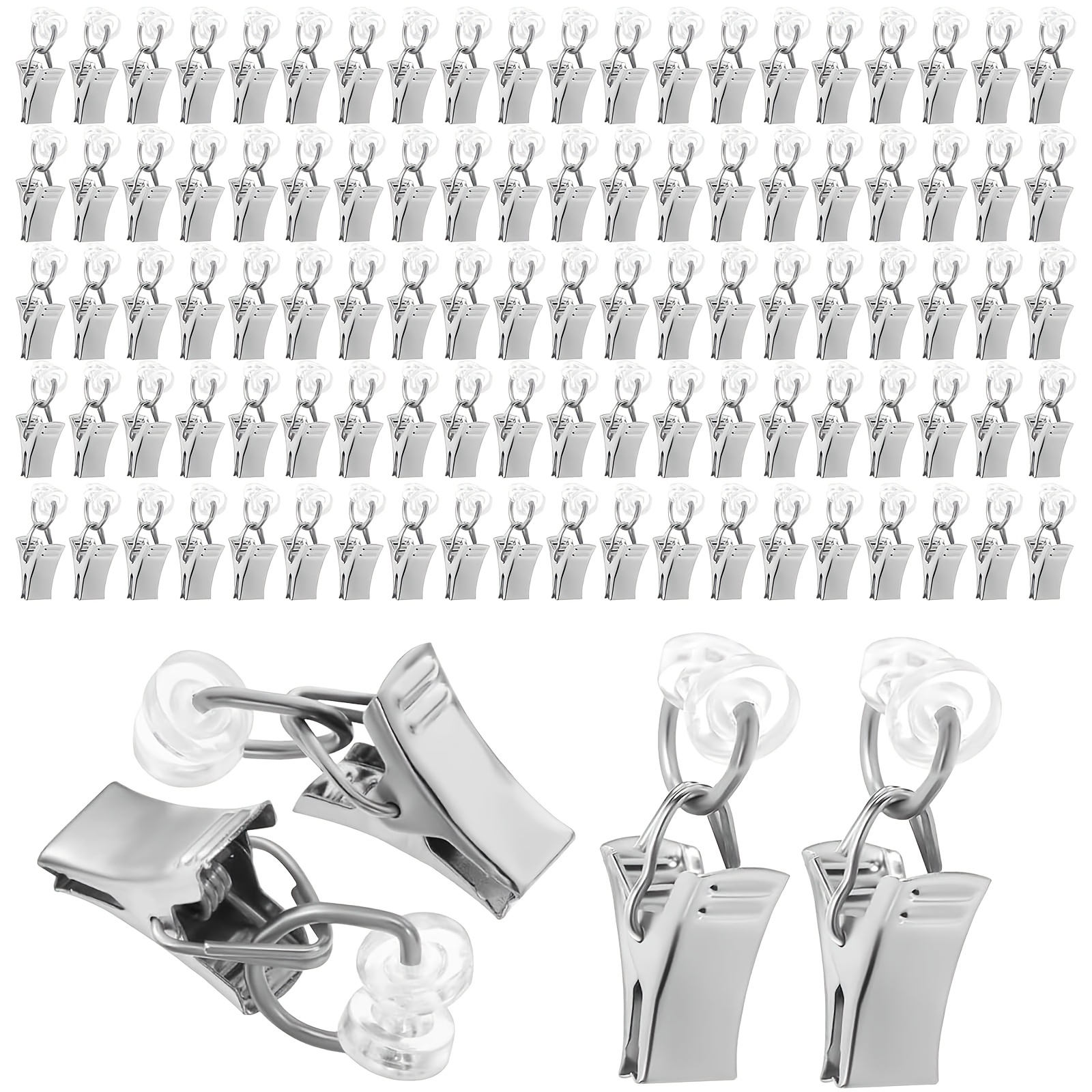 100pcs Curtain Clip, T-shaped Sliding Curtain Clip, Curtain Clip With Plastic Roll