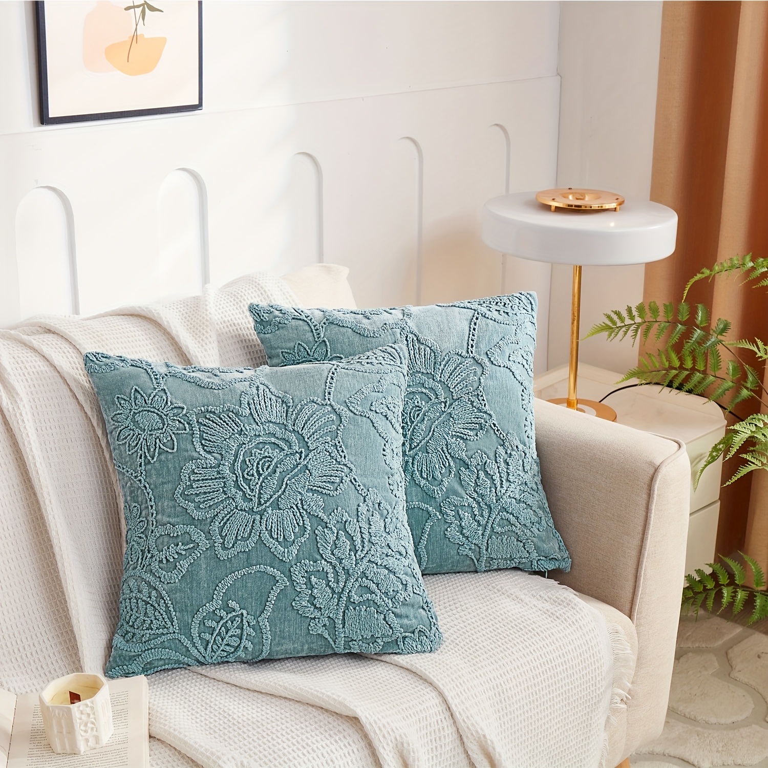 2pcs Vintage Boho Throw Pillow Covers Square Embroidery Cushion Cover  18&*;x18&*; Pillowcase Home Decor Wedding Bedroom Living Room Elegant for  Summer