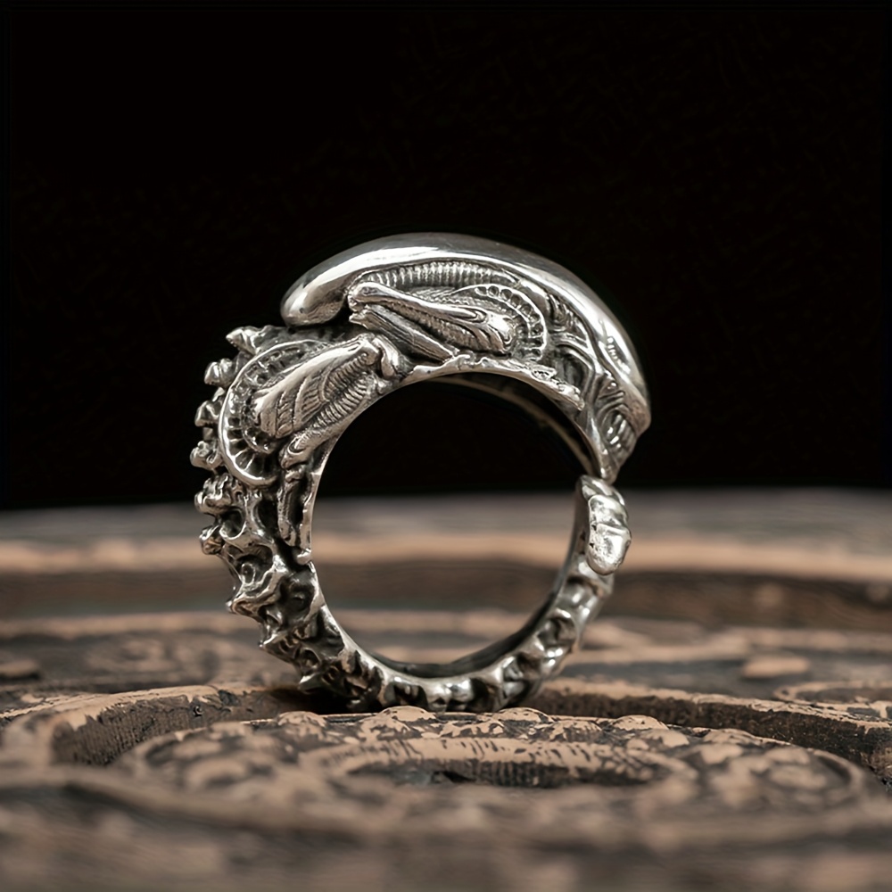 TEMU Anillo de Calavera Vintage, Anillo Ajustable de Aleación Unisex para Moda