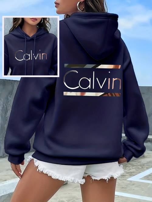 womens fashion letter print ladies casual hooded sweatshirt