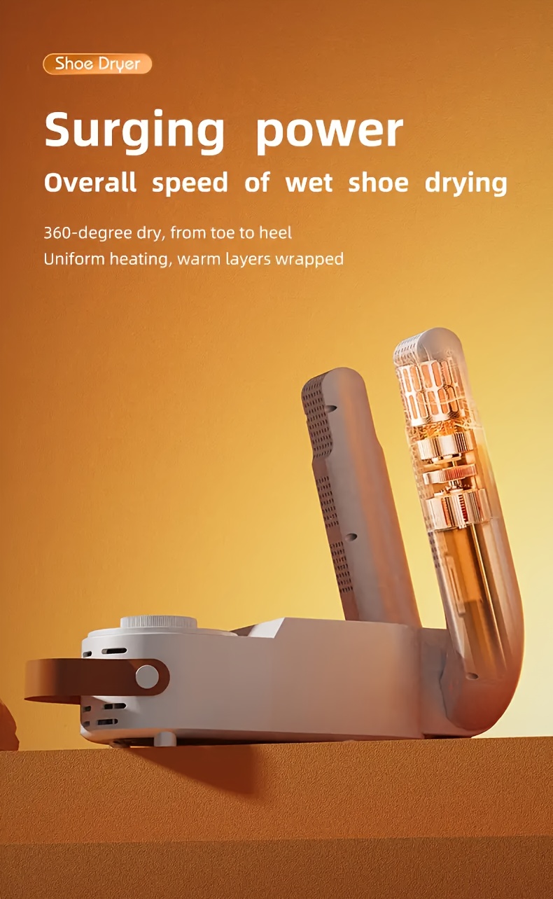  portable shoe boot dryer with intelligent temperature air circulation delay timer auto odor eliminating fast drying for all shoes gloves boots eu plug 220 240v folding design glove drying solution durable plastic exterior details 2