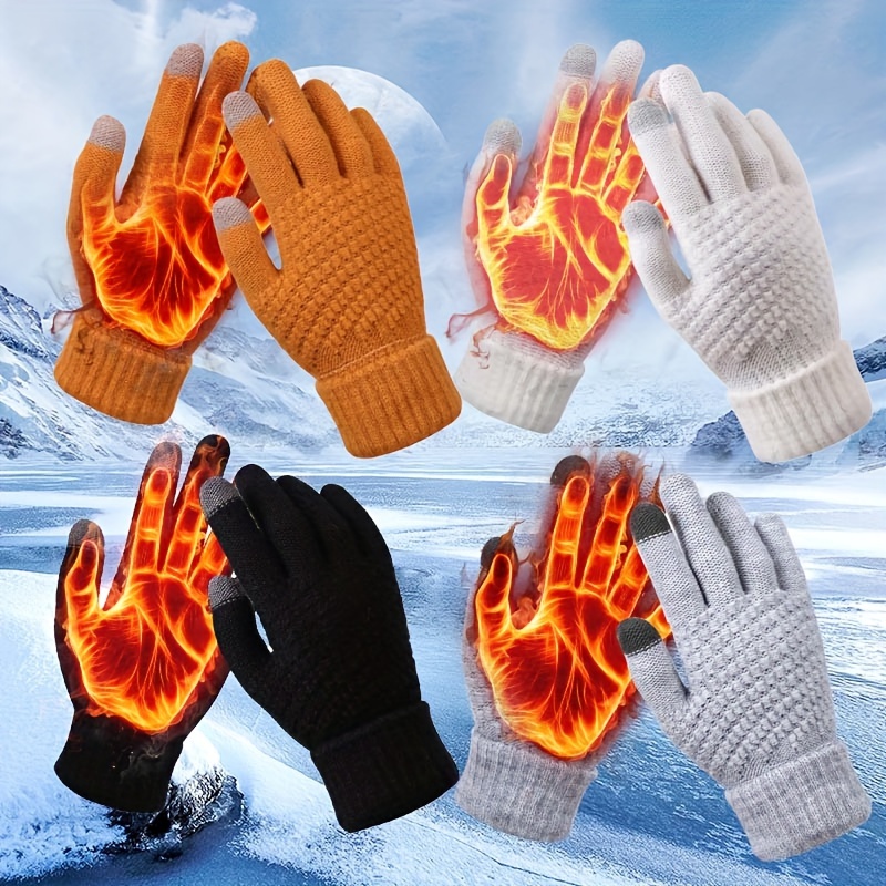 

[ ] 4pcs Gants d'Hiver Écran - Chauds, Épais et Doublés en la Conduite et le Cyclisme | Élégants et Polyvalents Froid