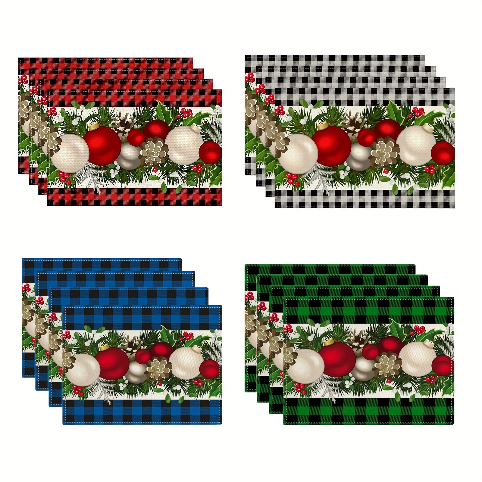 

Check Christmas Placemats Set Of 4 Christmas Decorations 12x18in