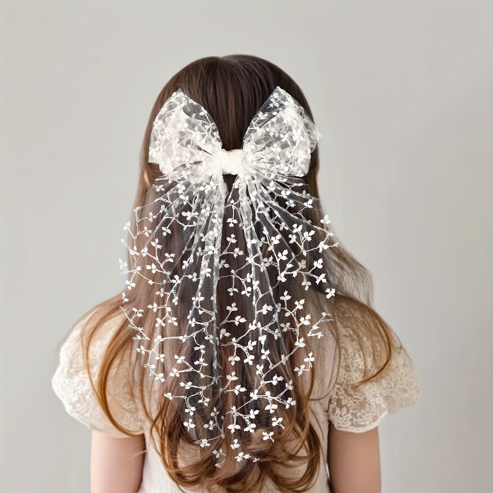 Women's Lace Bow Hair Clip, Ladies Hair Accessories, Sweet Hair Clip, Romantic Headpiece, Fresh Mesh Gift Hair Accessory, Suitable For Weddings, Banquets, Christmas Women's Headwear