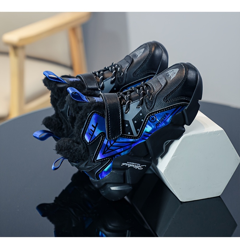 Jongens Sneeuwlaarzen met Dikke EVA Zolen en Pluche Voering, Jongens Casual Schoenen, Lichtgewicht Modieuze Trendy Schoenen, Sportieve School Schoenen voor Jongeren, Buitenshuis Hardloopschoenen voor Jongens, Grote Warme Kinderen Schoenen Herfst- en Wintermodellen