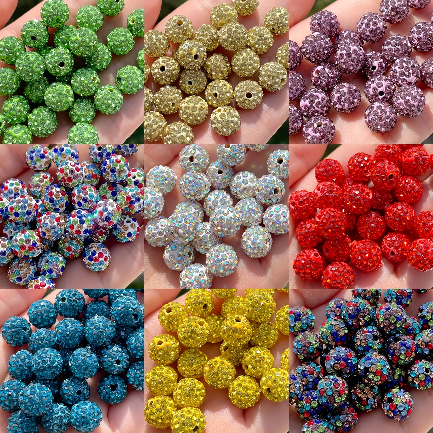 10pcs sparkling beads 10mm round pave disco ball Temu