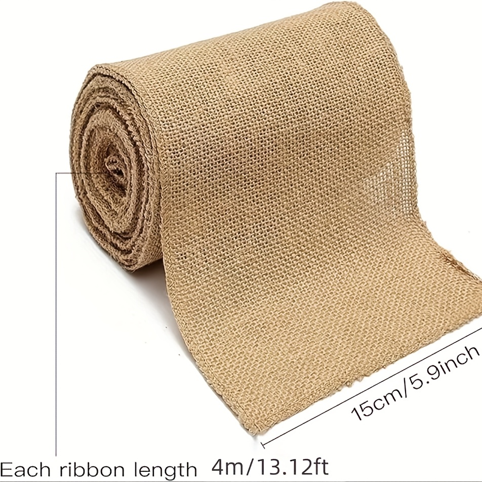 Image of Hessian Brown Linen Fabric Roll Measuring 10/15/20 Cm Wide And 4 Meters Long - Suitable For Crafts, Christmas Tablecloths, Chair Drapes, Wedding Decorations