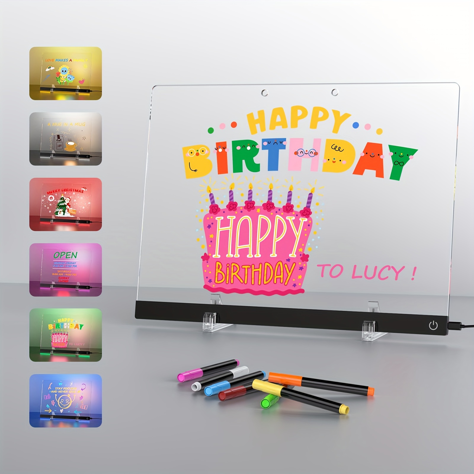 

Acrylic Dry Erase Board With Light, 6 Colors Neon Glow Memo Led Light-up Message Note Board With Stand As Night Light/desk Lamp For Home Store Office Festival Gift (13.8"x10.3", 7 Markers)