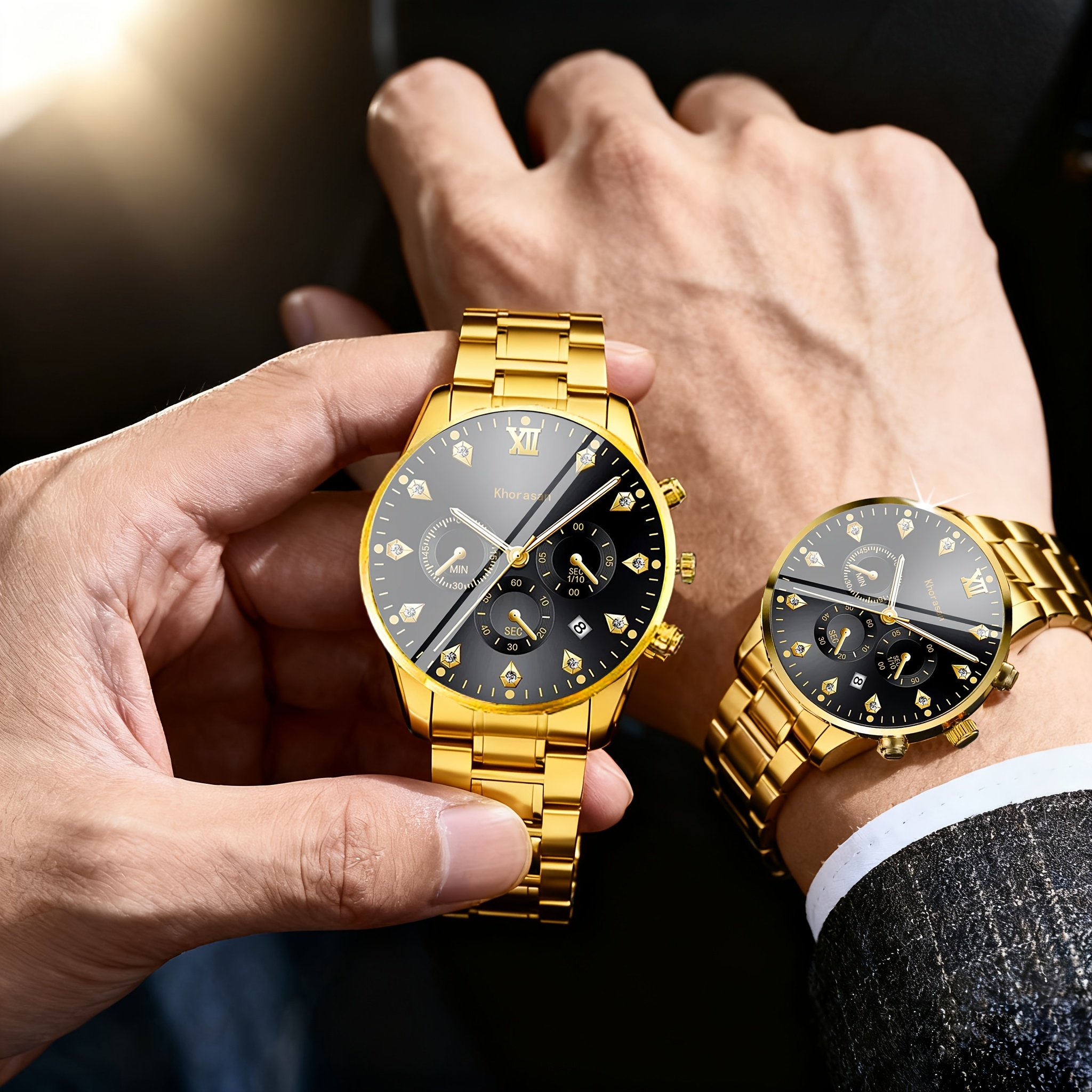 4pcs Fashion Business Style Men's Watch Set