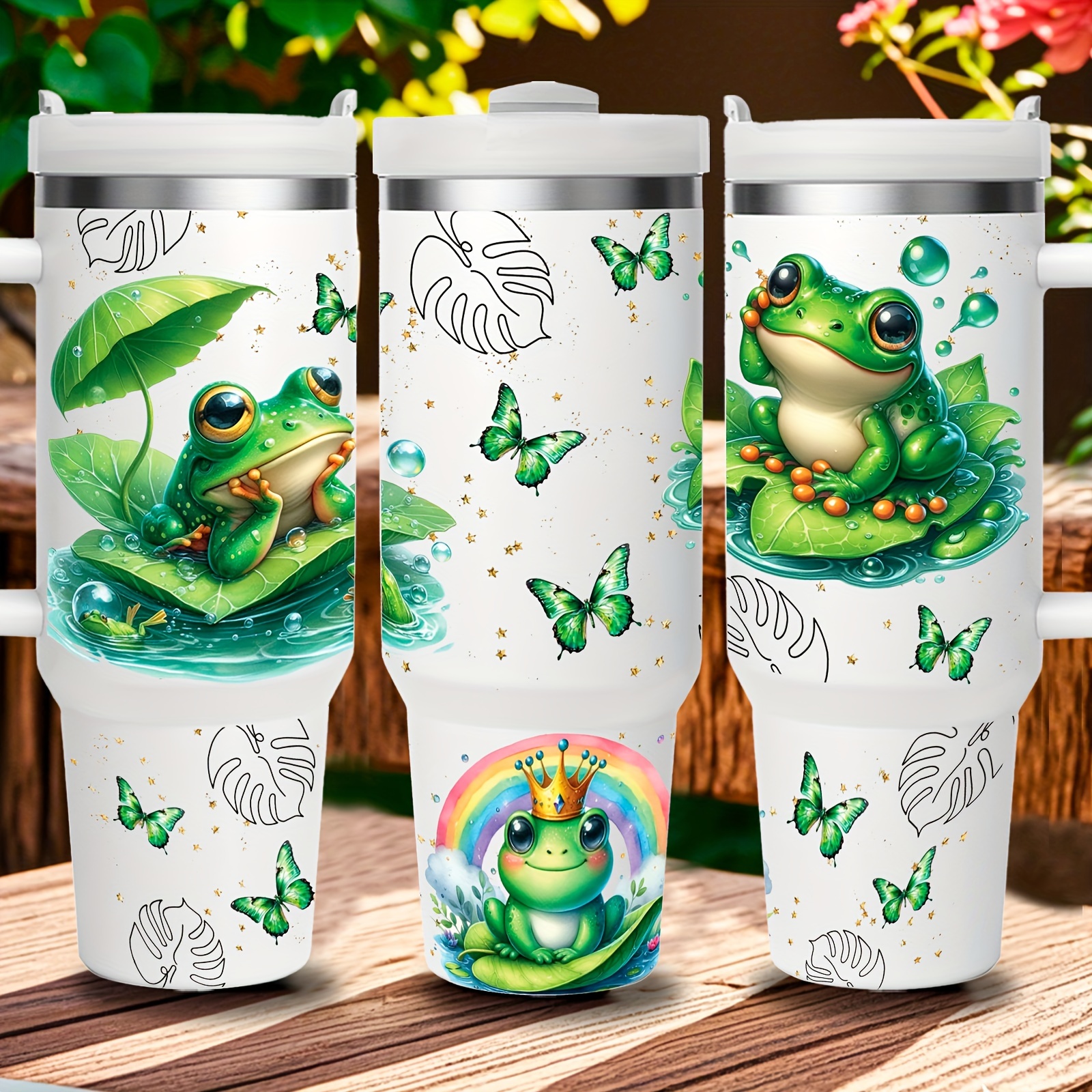 

1pc 40oz Stainless Steel , Vacuum Insulated Travel Mug, Bpa-free, Drinks Hot For 12 Hours & Cold For , Ideal Gift For , Outdoor Mug | Natureinspired Cup | Insulated , Frog Decor