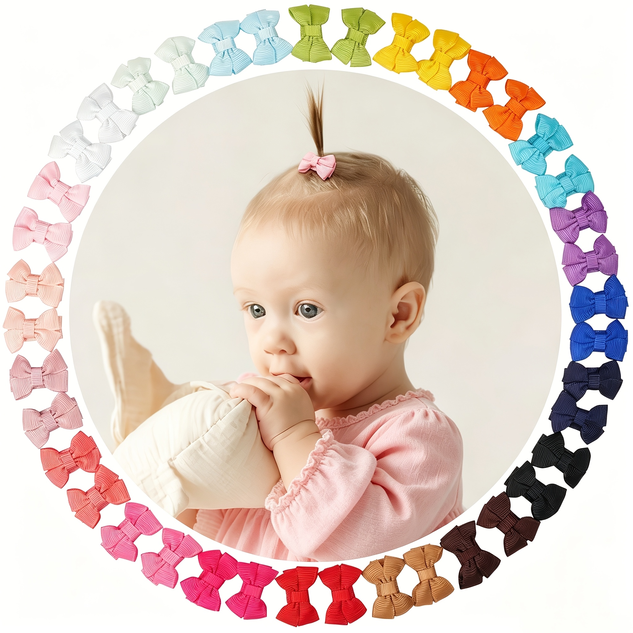 TEMU 40pcs Baby Hair Clips Clips Pastel Colors Hair Bows, Non-slip Safe Clips, Fit For Newborn Hair,holiday Party Baby Hair Accessories