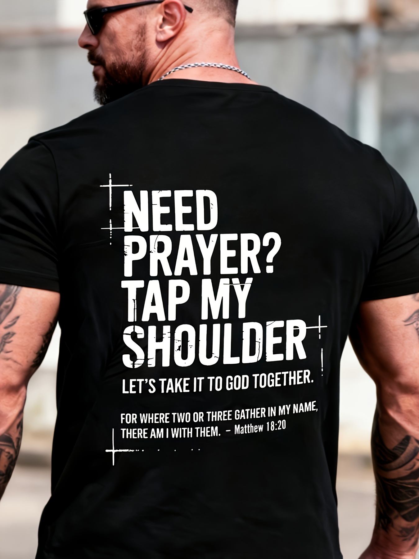 need to pray pat me on the shoulder lets   this   to god   for if two or three   in my name i am with them   18 20 plus size short sleeved t shirt mens loose fitting printed top inspirational loose fit  