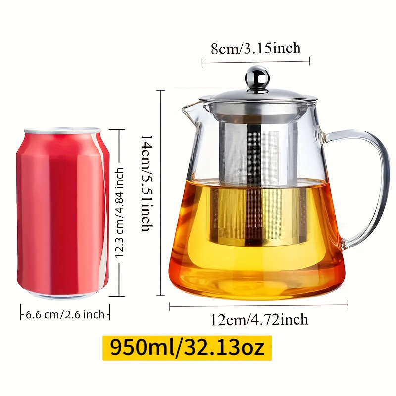 TEMU 1pc 18.6oz/25.3oz/32.1oz/42.9oz Glass Tea Kettle For Brewing Tea, With Water Separation Function, Tea Cup, Heat-resistant Thick-walled Tea Set,