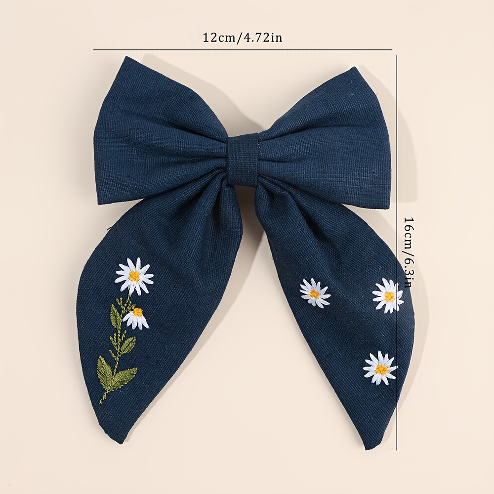 1pc Floral Embroidered Hair Bow Clip Designed for Women, Featuring an Elegant Barrette That Prevents Slipping, Inspired by French Style, Suitable for And Women