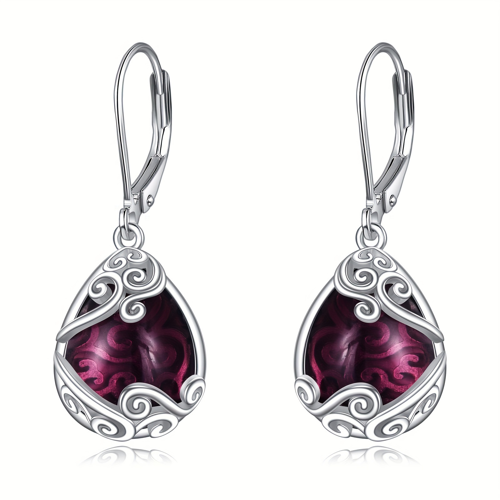 925 sterling silver amethyst drop earrings   teardrop dangle earrings jewelry gifts for women mother daughter Product details 0