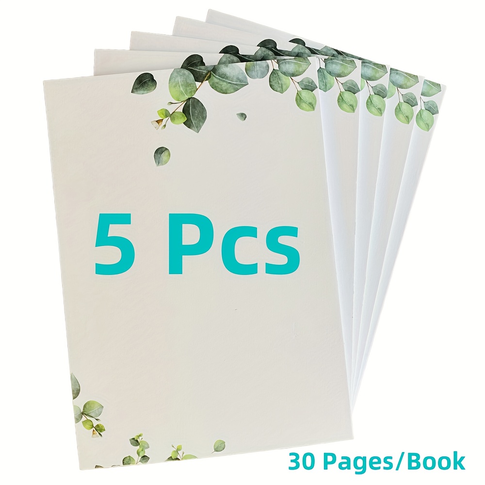 TEMU Notepads Din A6 I Eucalyptus Pattern I 5pcs I Each/30 Pages, Suitable For Self-planners, Planners, Self-managers, Personal Organizers,